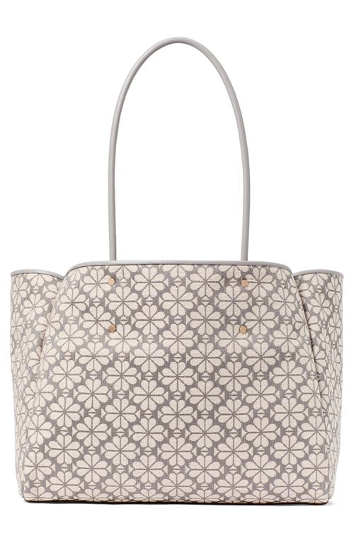 Kate Spade Large Spade Flower Jacquard Tote Bag In Grey Multi.