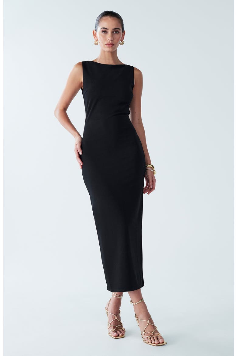 Shian Midi Dress, Alternate, color, Black
