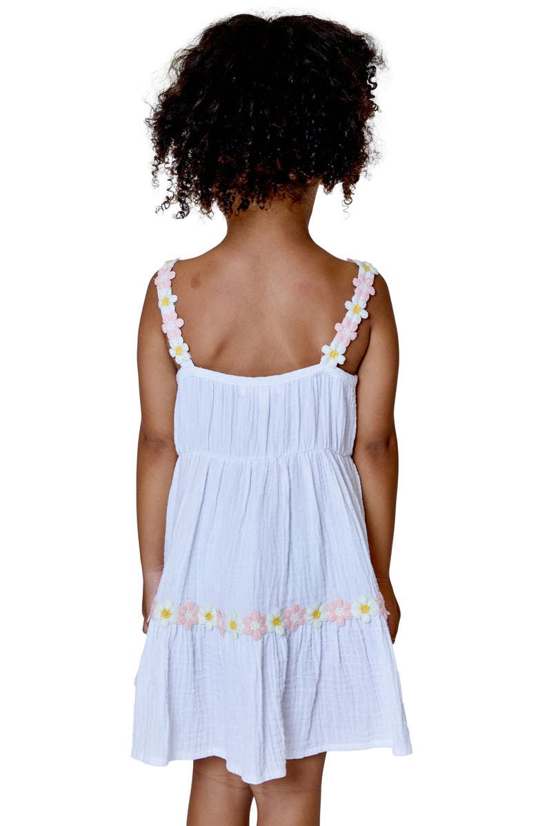 Design History Kids' Flower Trim Cotton Dress, Alternate, color, White