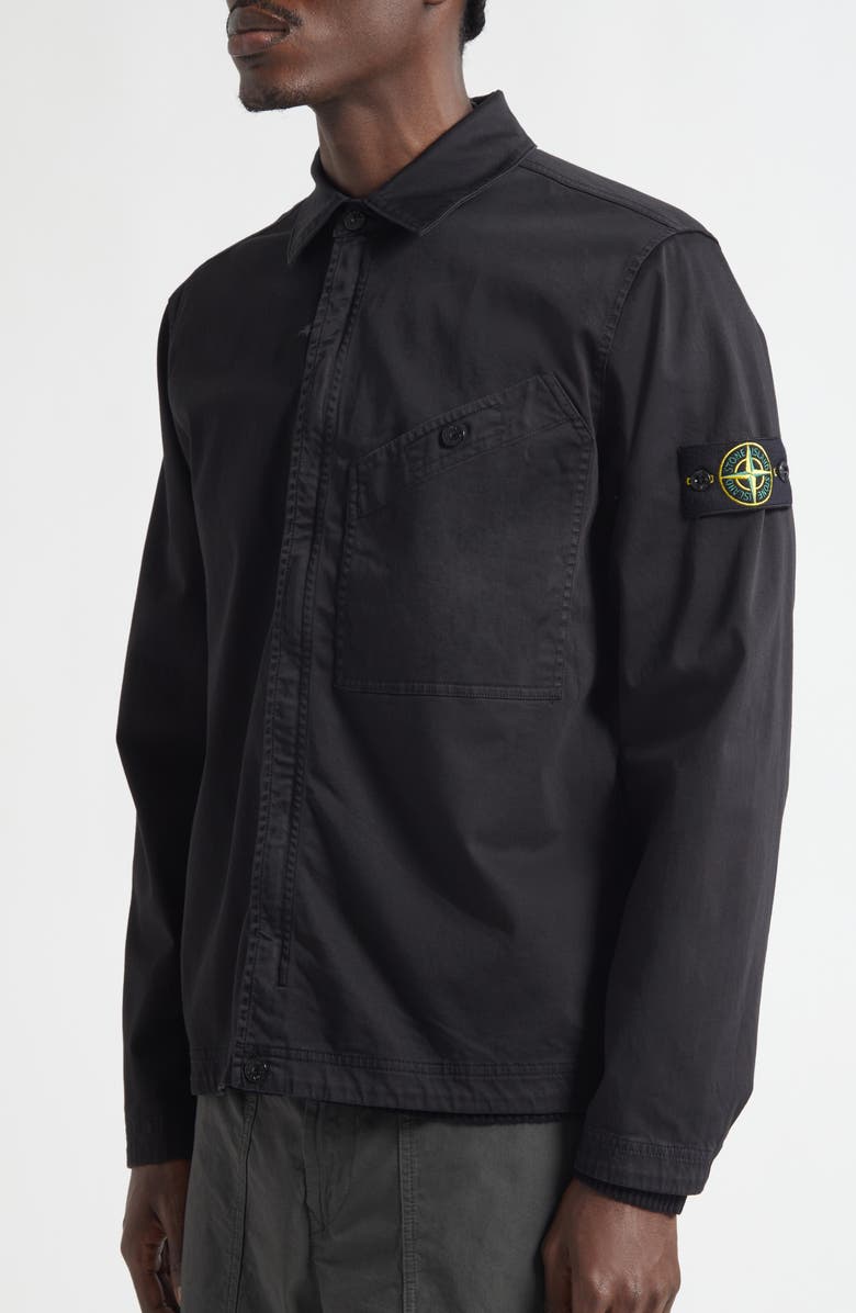 Stone Island Stretch Cotton Shirt, Alternate, color, Black