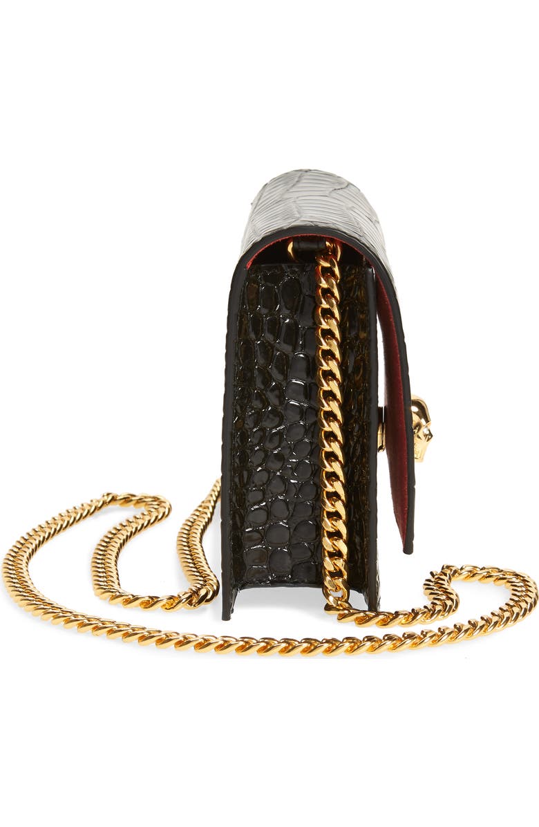 McQueen Alexander McQueen Mini Skull Croc Embossed Leather Bag, Alternate, color,