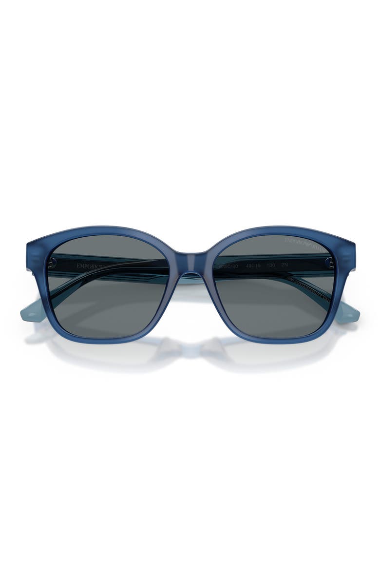 Kids' 49mm Small Cat Eye Sunglasses, Alternate, color, SHINY OPAL BLUE / DARK BLUE
