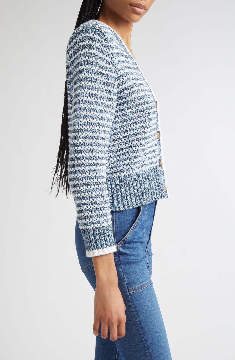 Veronica Beard Ansonia Stripe Cotton Cardigan, Alternate, color, Lake Mist Multi