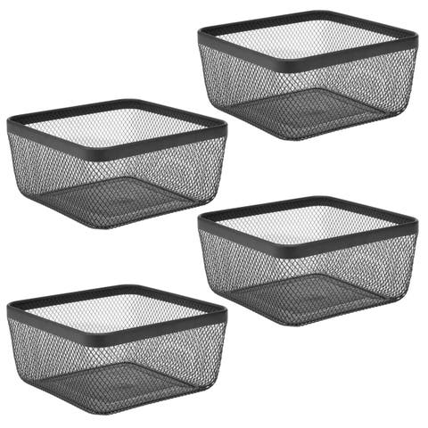 Metal Mesh Pantry Basket for Kitchen Storage - Set of 4 - Black