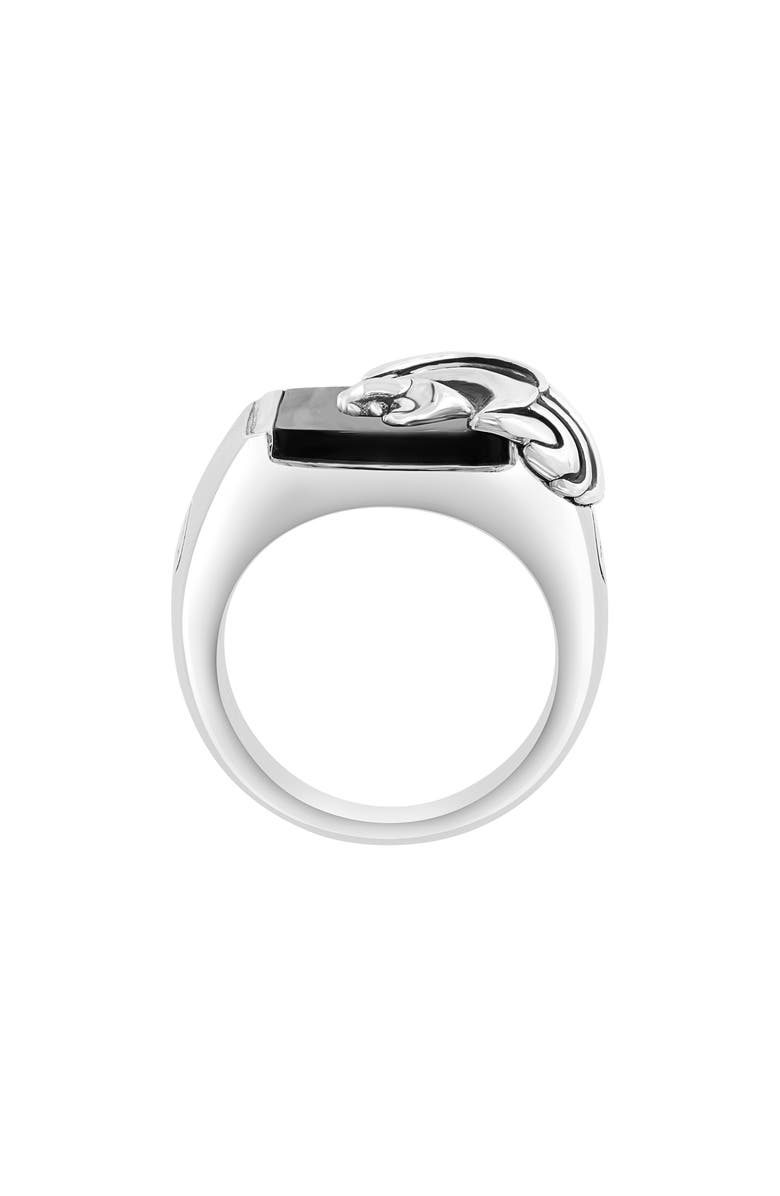 EFFY Men's Sterling Silver Onyx Lion Signet Ring, Alternate, color, Black