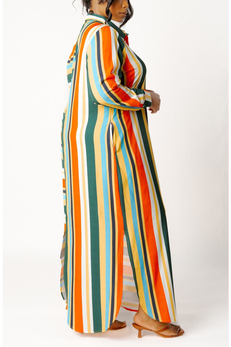 Long Sleeve Button-Up Maxi Shirtdress, Alternate, color, MULTI STRIPE