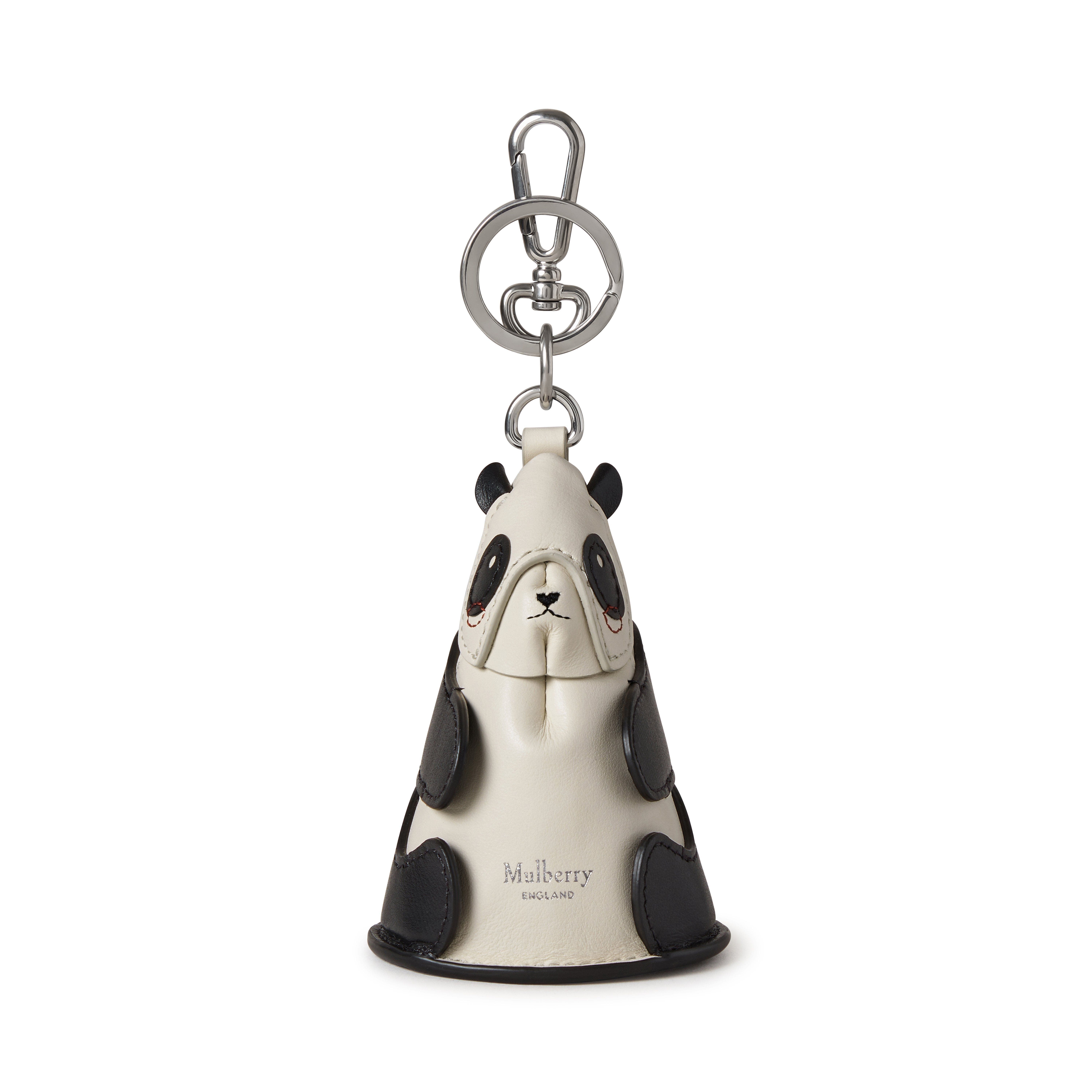 Mulberry Panda Case Keyring, Main, color, Black-Eggshell