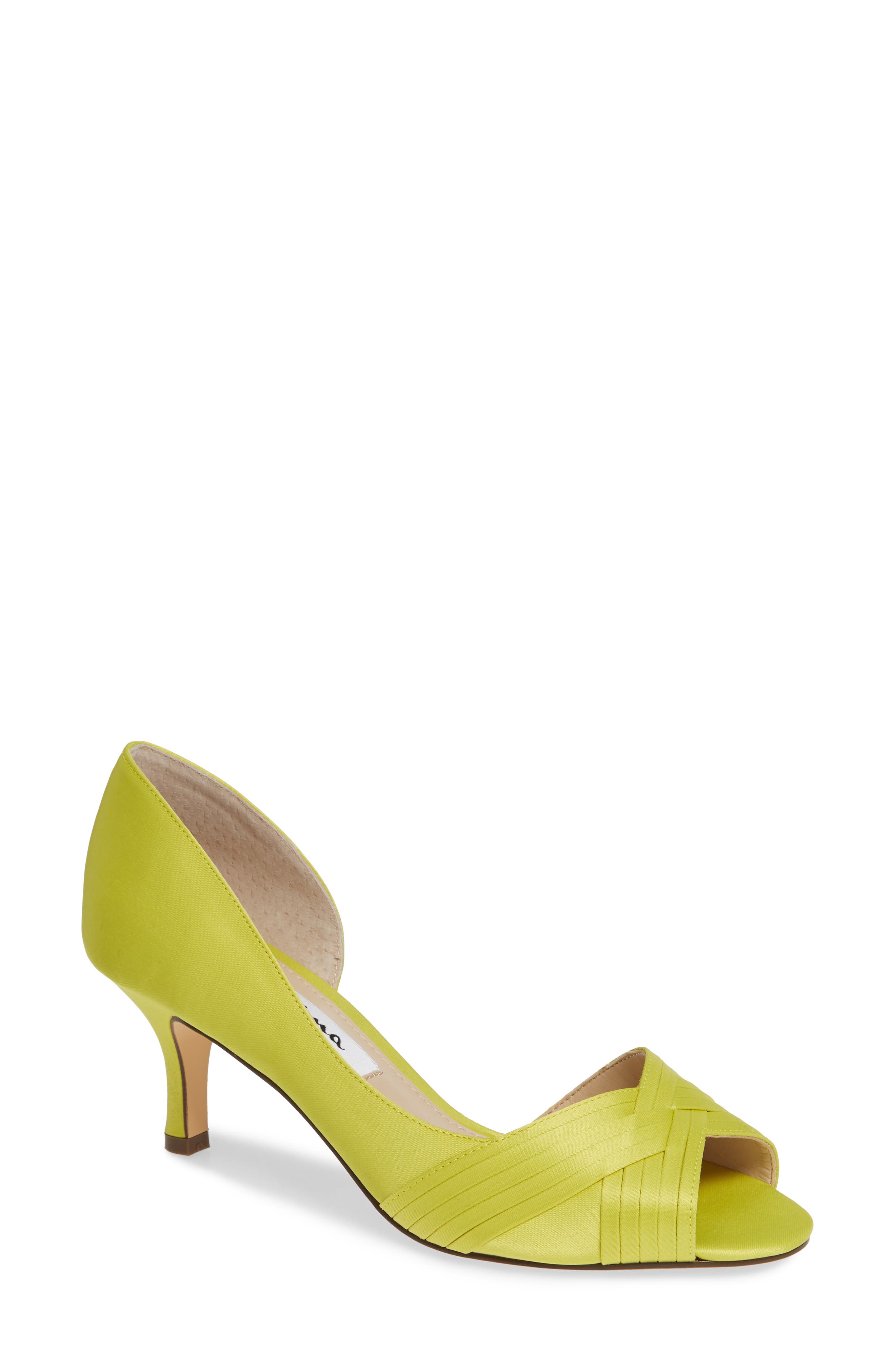 Contesa Open Toe Pump, Main, color, LEMON LIME SATIN