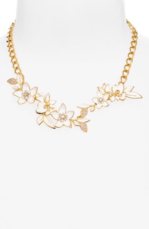 Oscar De La Renta Crystal-embellished Floral Chain Necklace In Gold