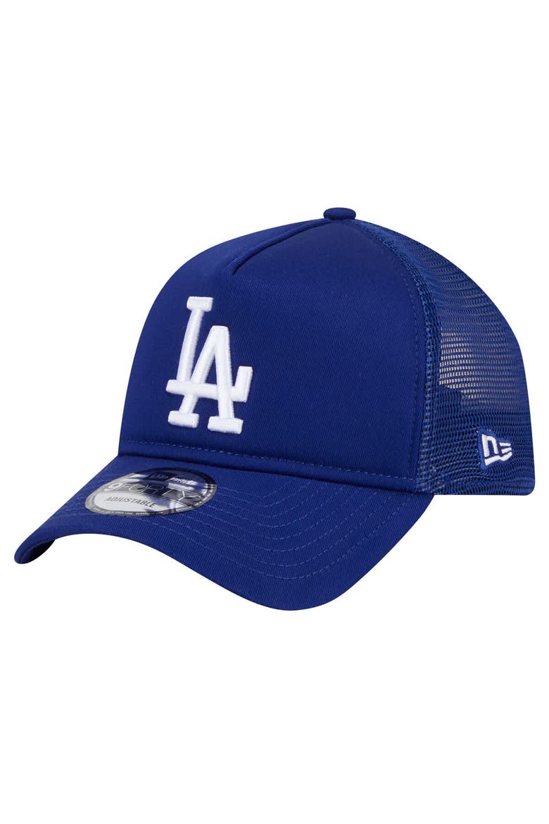 Men's New Era Royal Los Angeles Dodgers 9FORTY A-Frame Trucker Adjustable Hat, Main, color, Royal