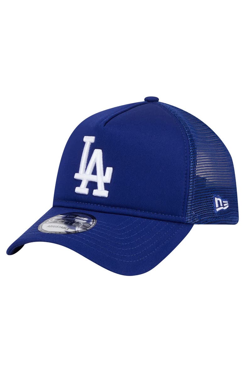 New Era Men's New Era Royal Los Angeles Dodgers 9FORTY A-Frame Trucker Adjustable Hat, Main, color, 