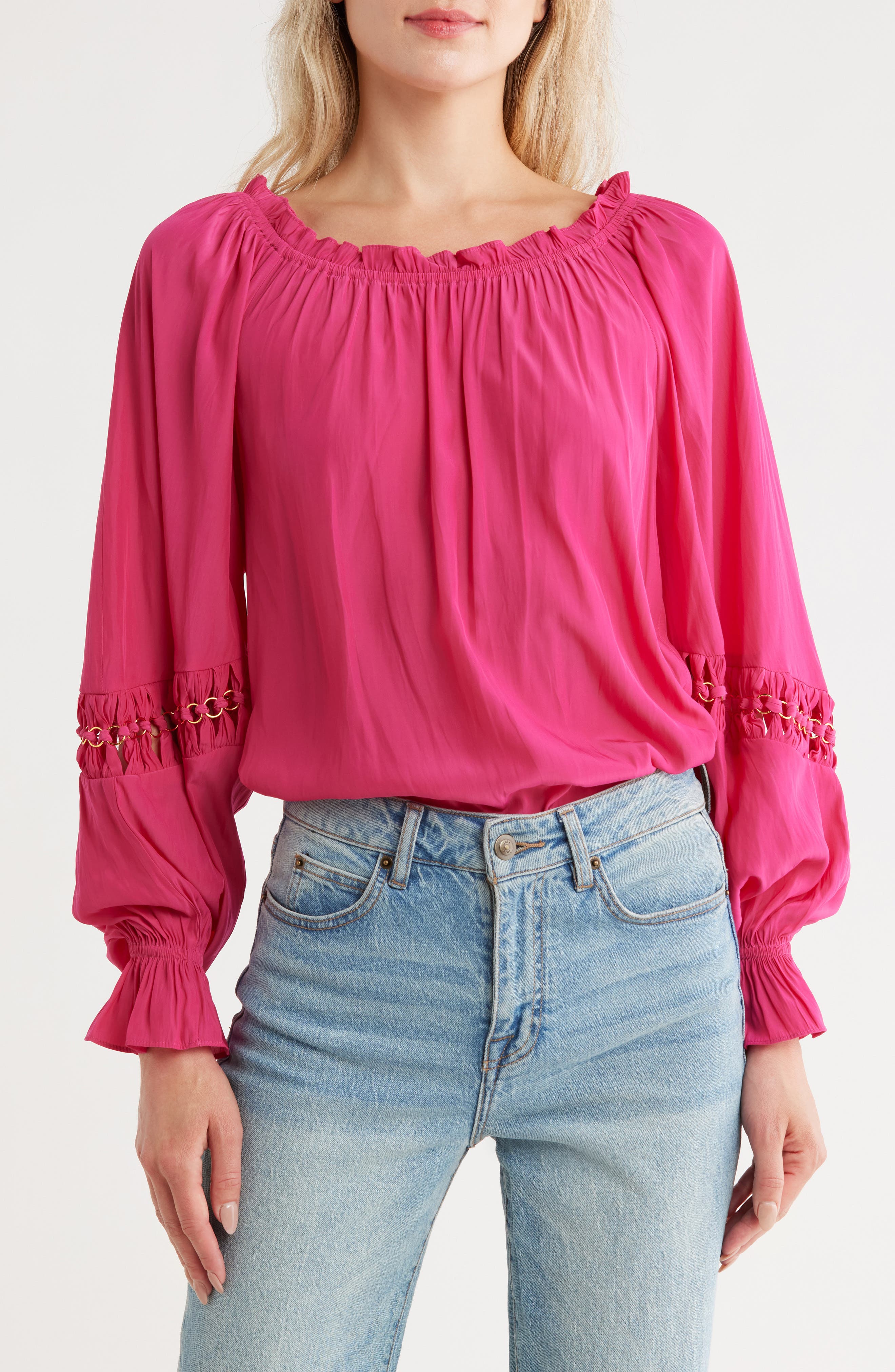 Ramy Brook Lili Chain Detail Off the Shoulder Blouse