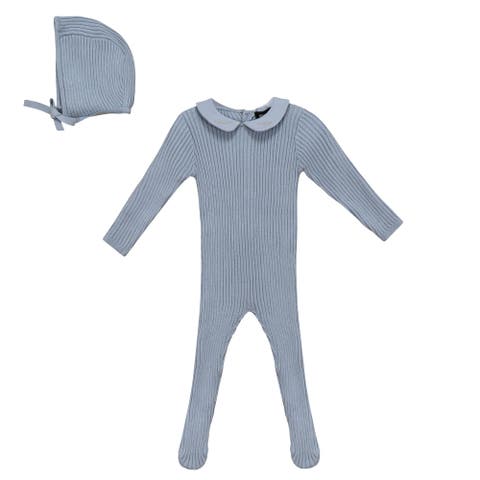 Ruffle Collar Knitted Romper and Bonnet (Baby)