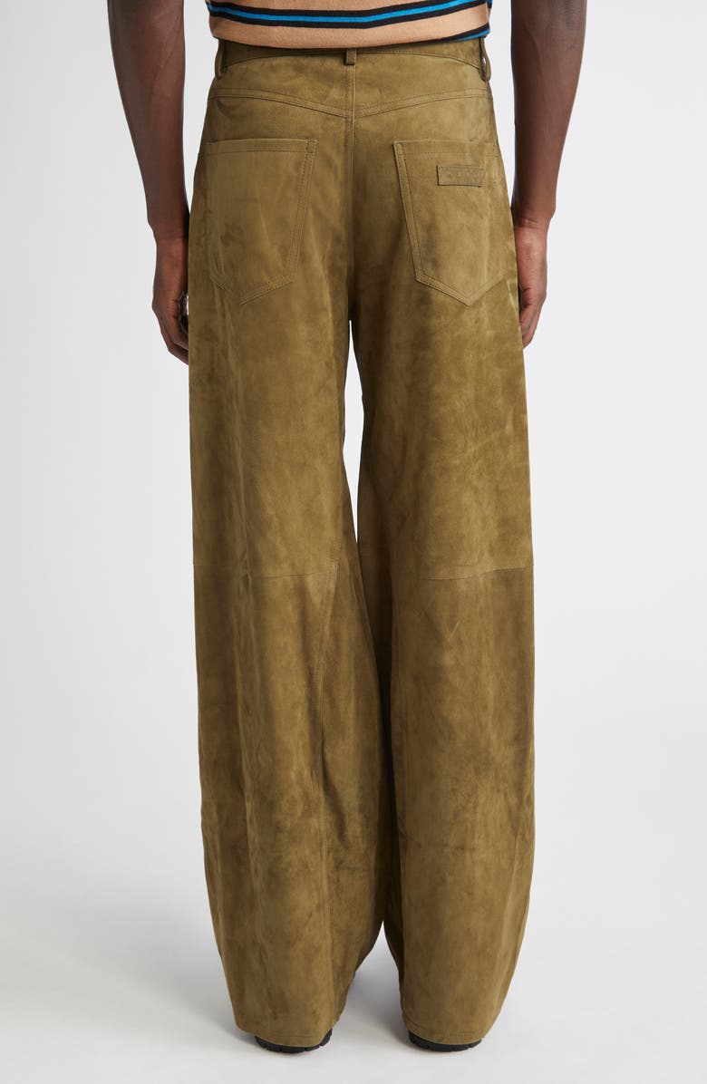 Marni Suede Wide Leg Pants, Alternate, color, Sage