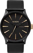 Nixon The Sentry Leather Strap Watch, 42mm