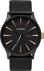 Nixon The Sentry Leather Strap Watch, 42mm
