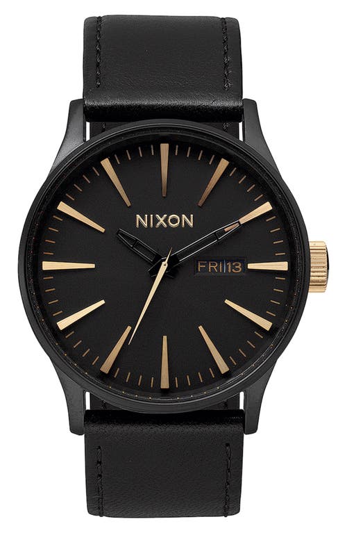 Nixon The Sentry Leather Strap Watch, 42mm In Multi