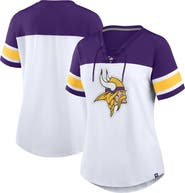 FANATICS Women's Fanatics White/Purple Minnesota Vikings Athena Rhinestone Lace-Up V-Neck T-Shirt