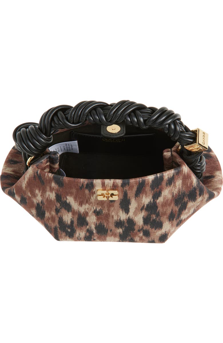 Ganni Mini Bou Taffeta Top Handle Bag, Alternate, color, Burro