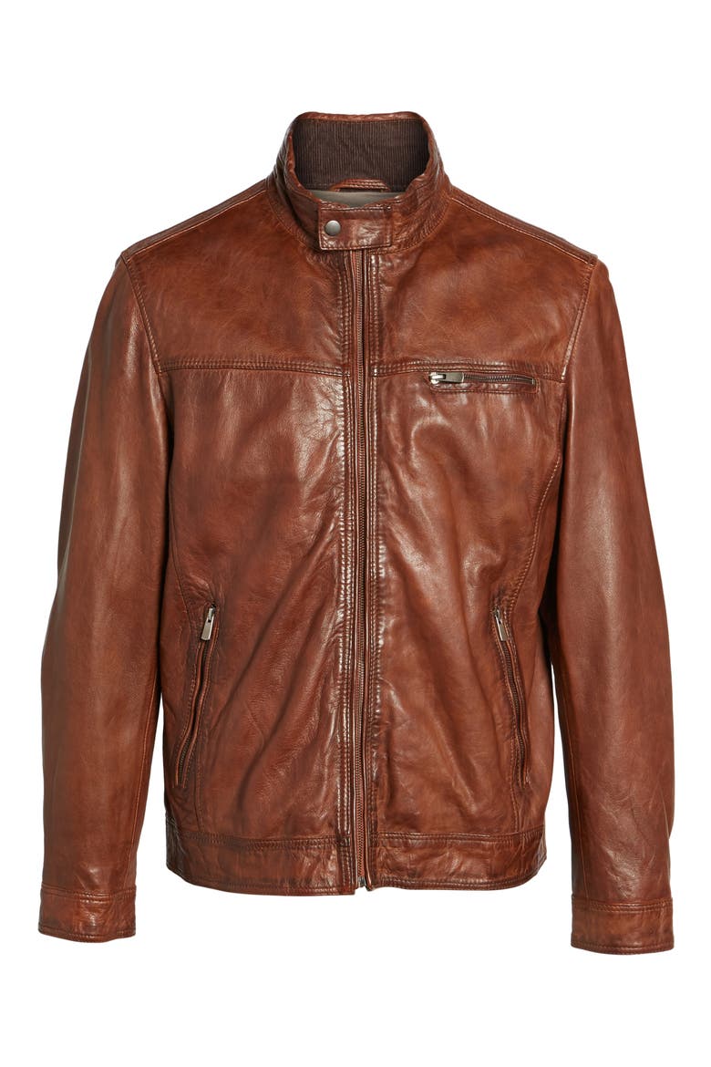 Leather Jacket, Alternate, color, COGNAC