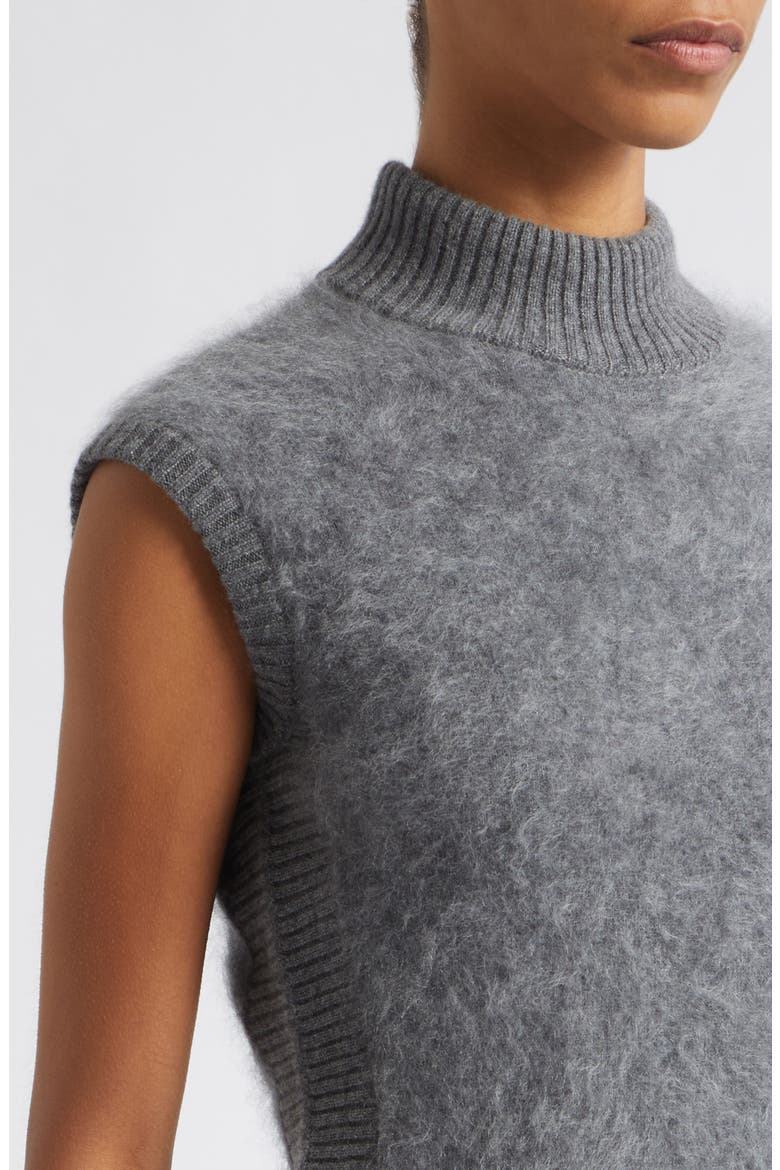 Sabina Mock Neck Cashmere Sweater Tank, Alternate, color, STEEL MELANGE
