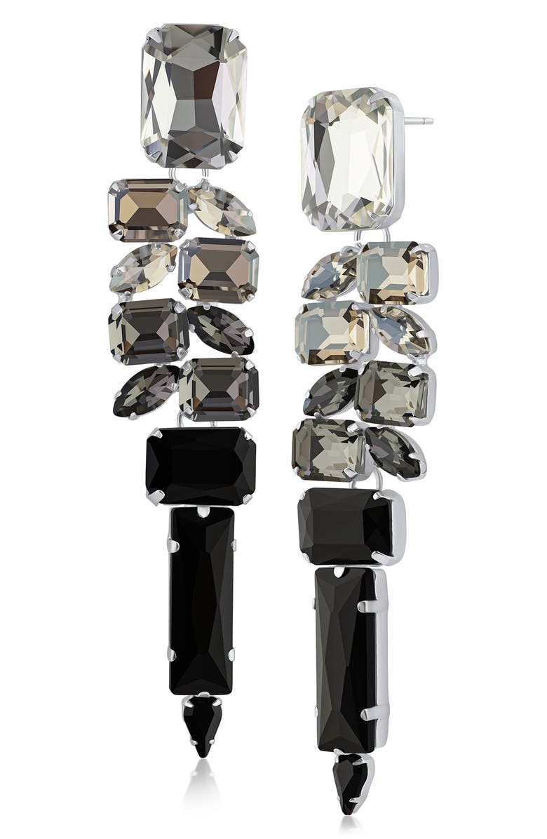 JARDIN Ombré Crystal Drop Earrings, Main, color, Black/ Silver