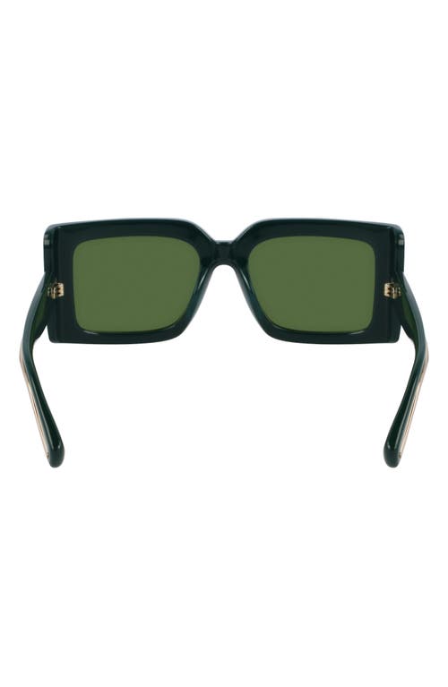 Ferragamo Prisma 55mm Modified Rectangular Sunglasses In Dark Green