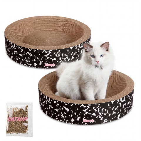 Daisy Modern Cardboard Bowl Cat Scratcher with Catnip