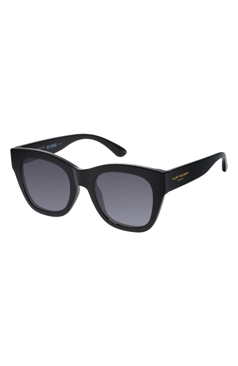 Kurt Geiger London 54mm Rectangular Sunglasses, Alternate, color, Solid Black