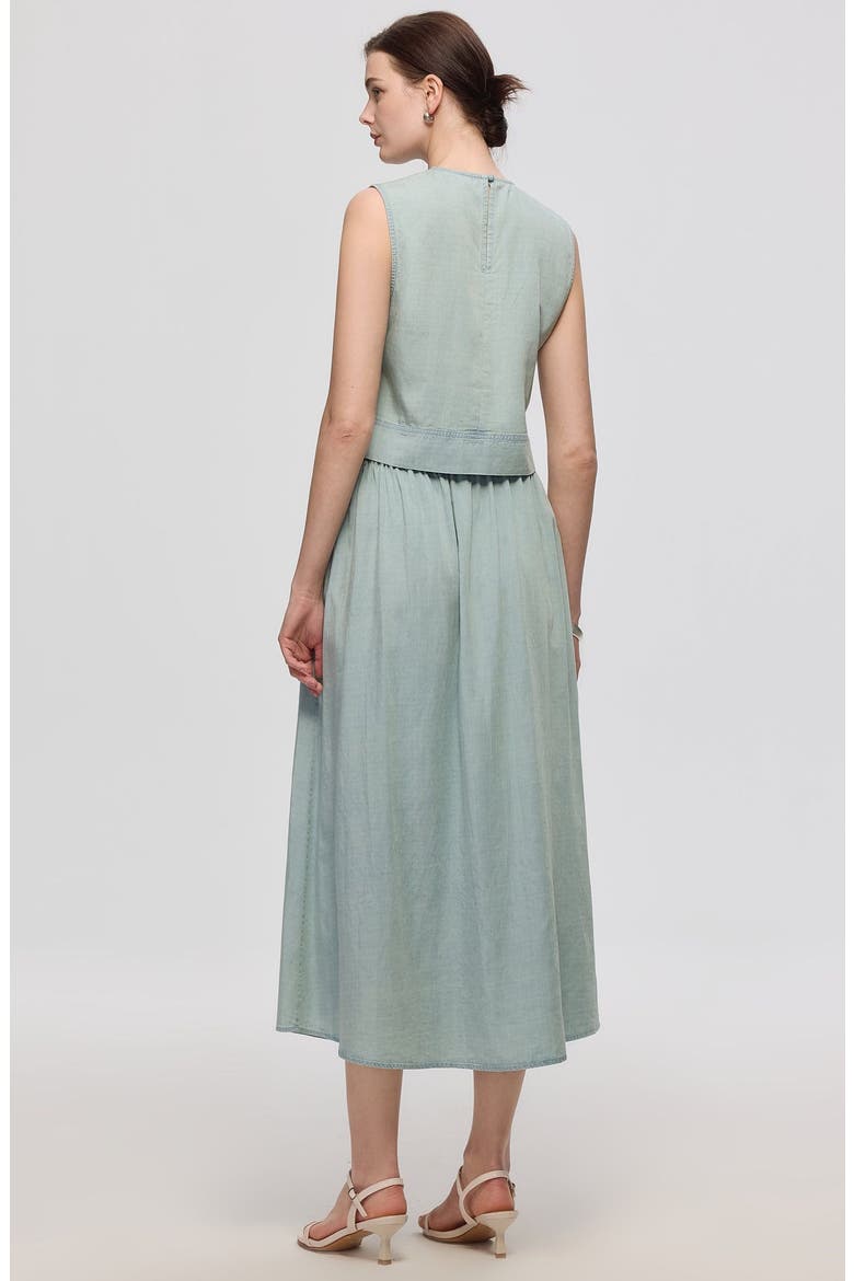 Amaia Pleated Maxi Skirt, Alternate, color, Chambray Blue