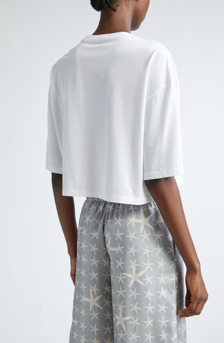 Versace Starfish Logo Crystal Embellished Crop Cotton T-Shirt, Alternate, color, 