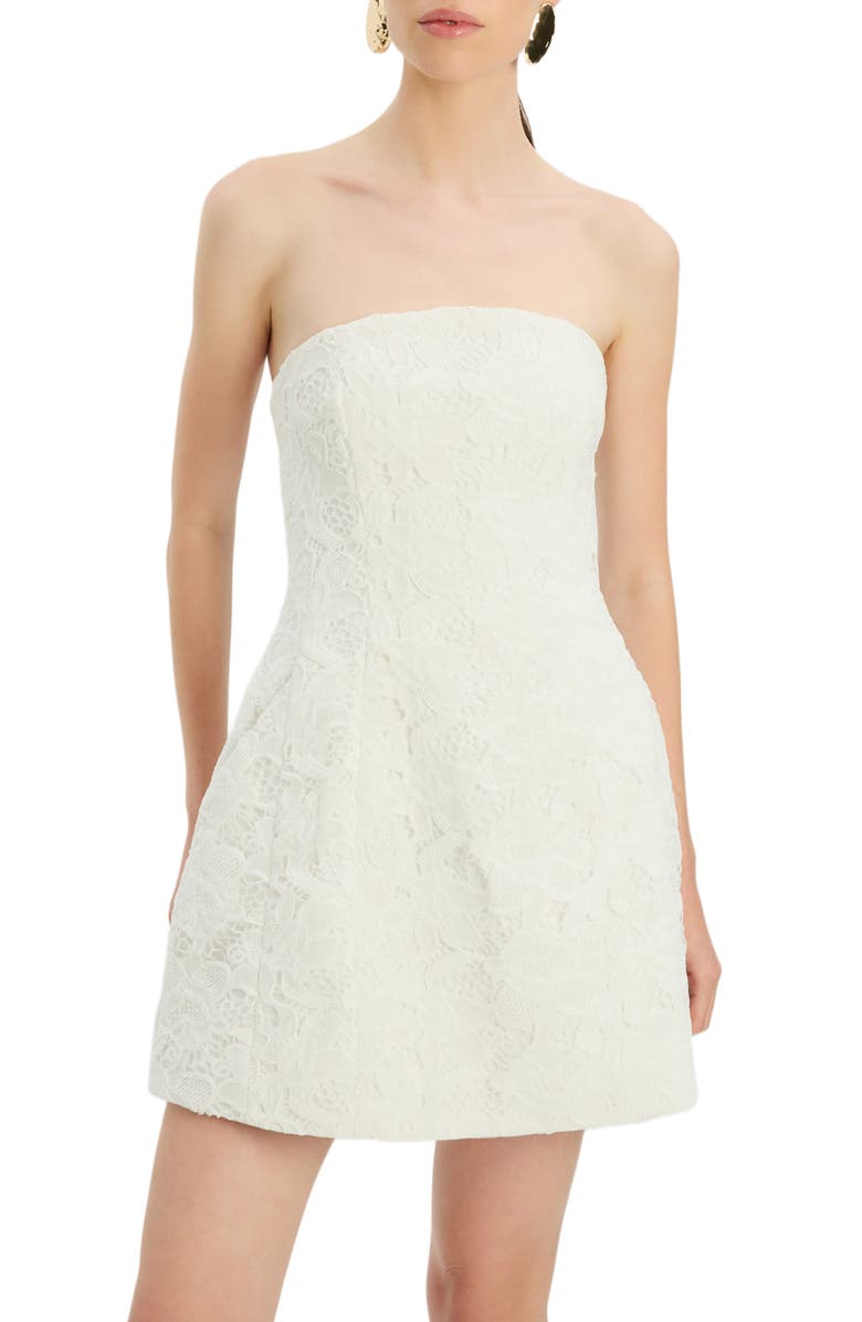Bardot Karoline Strapless Lace Minidress, Main, color, Orchid White