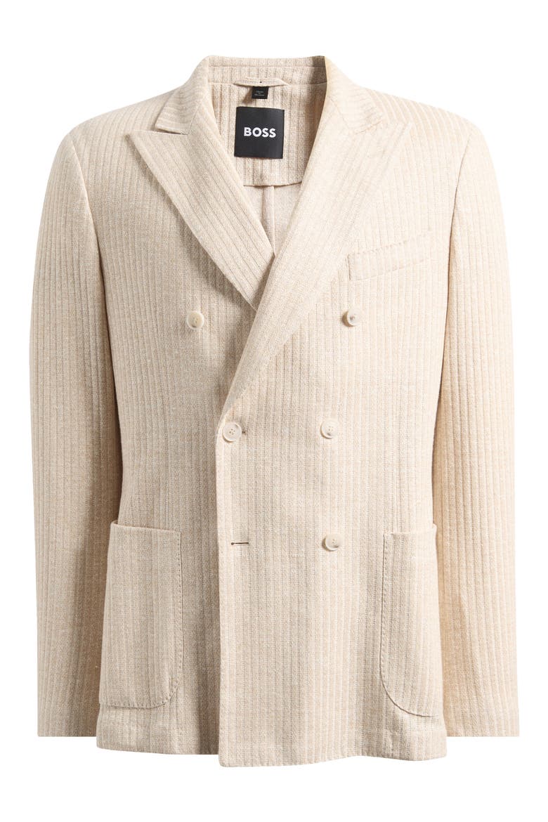 Hanry Slim Fit Stripe Textured Linen & Cotton Blend Sport Coat, Main, color, BEIGE