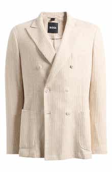 Hanry Slim Fit Stripe Textured Linen & Cotton Blend Sport Coat