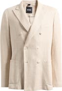 BOSS Hanry Slim Fit Stripe Textured Linen & Cotton Blend Sport Coat