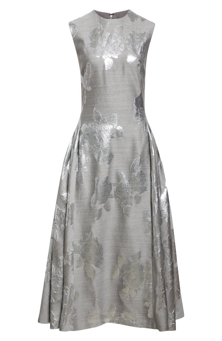 Sleeveless Metallic Fil Coupé A-Line Midi Dress