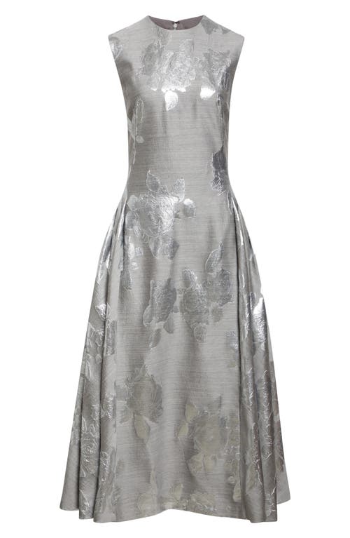 Lela Rose Sleeveless Metallic Fil Coupé A-line Midi Dress In Multi