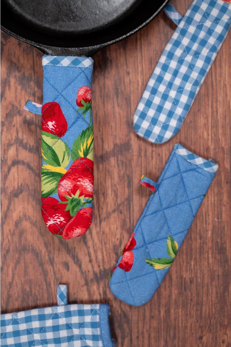 Strawberry Magic Skillet Handle Covers, Set of 4, Alternate, color, Blue