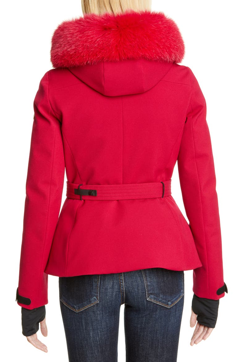 Bauges Waterproof Down Jacket with Removable Genuine Fox Fur Trim, Alternate, color, MAGENTA