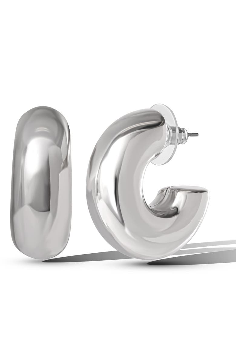 Jessica Simpson Silver Chunky Hoop Earrings, Main, color, Silver