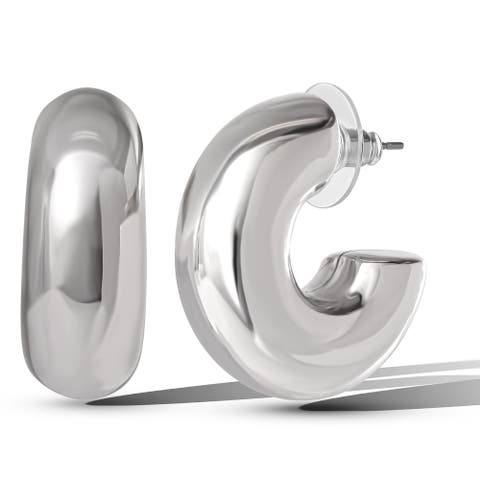 Silver Chunky Hoop Earrings