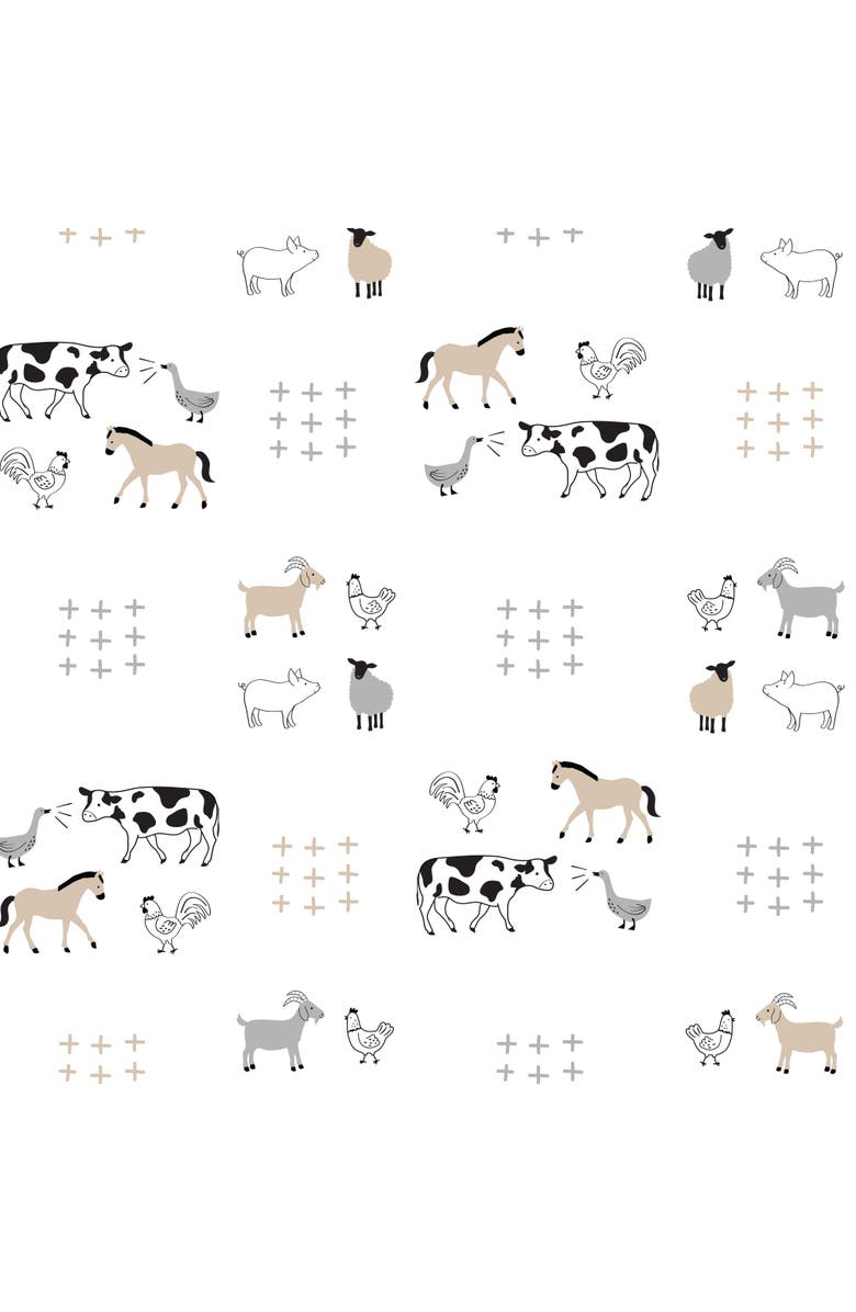 Lambs & Ivy Baby Farm Animals 100% Cotton Fitted Crib Sheet, Alternate, color, White