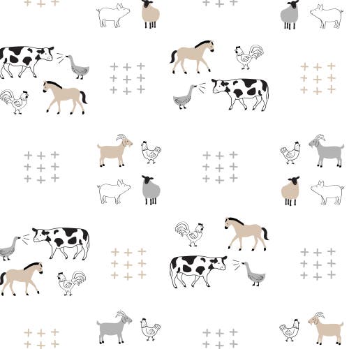Lambs & Ivy Baby Farm Animals 100% Cotton Fitted Crib Sheet In White