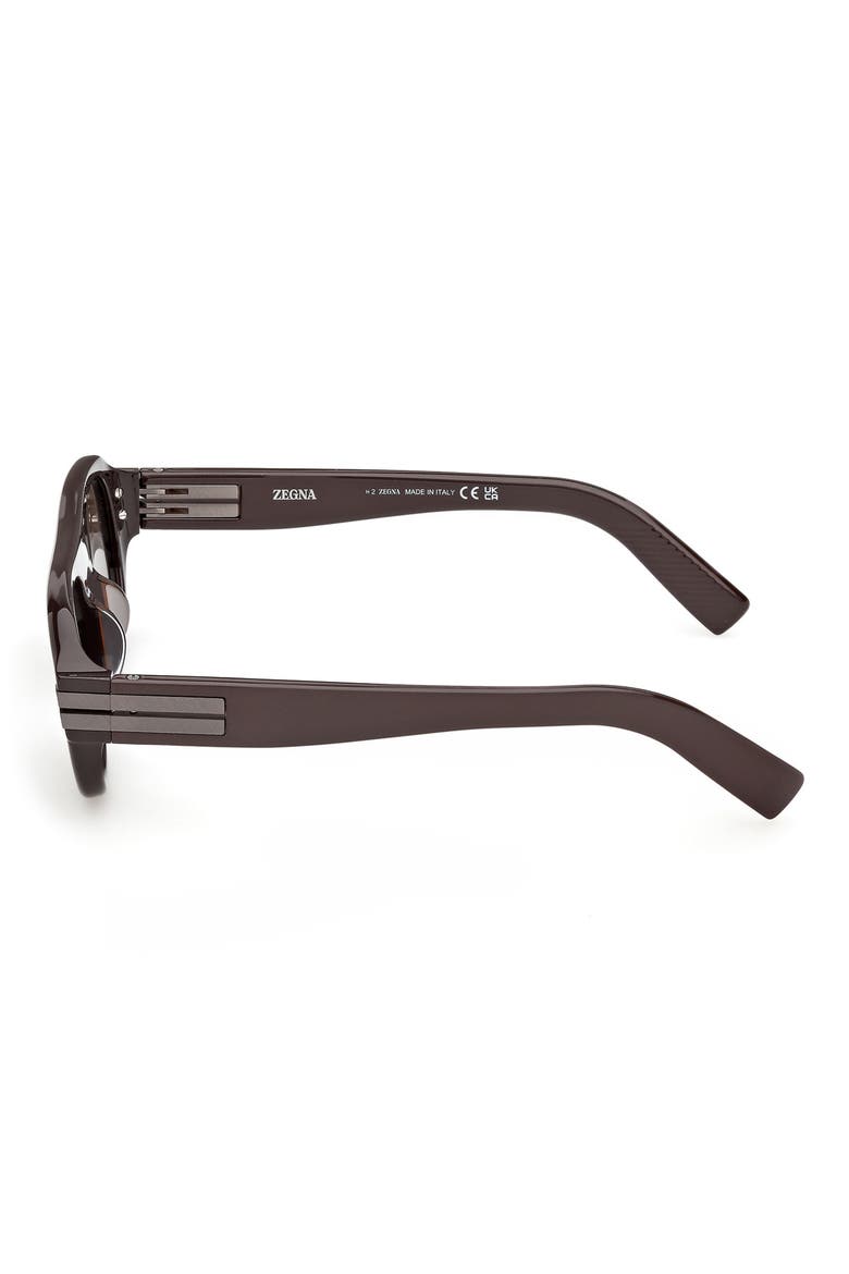53mm Geometric Sunglasses, Alternate, color, DARK BROWN / GREEN