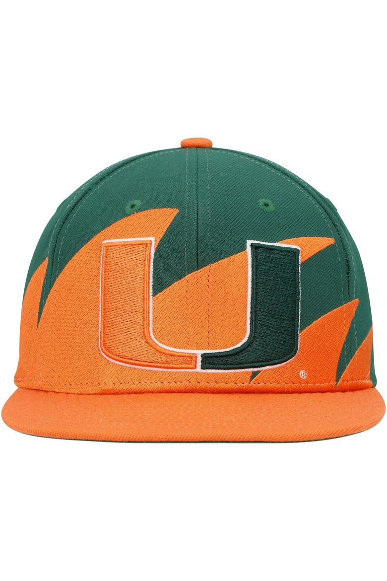 Men's Mitchell & Ness Orange/Green Miami Hurricanes Sharktooth Snapback Hat, Alternate, color, Orange