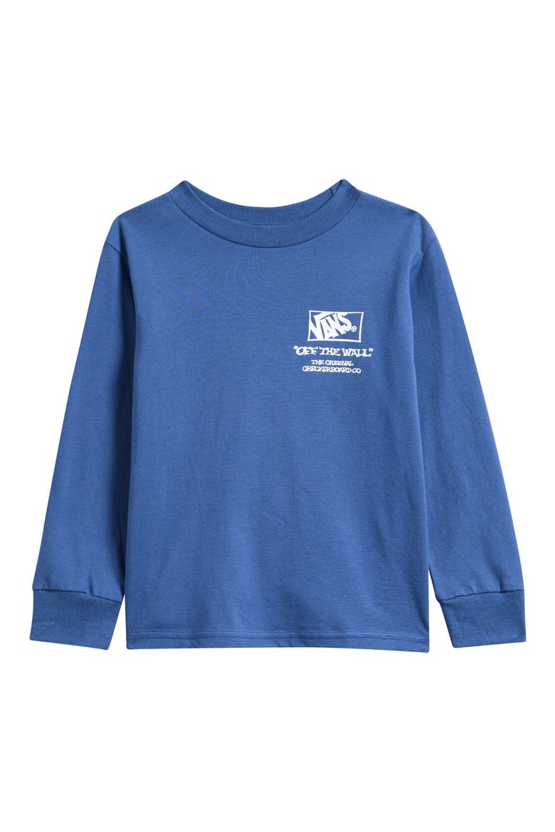 Kids' Checker Bones Long Sleeve Graphic T-Shirt, Main, color, TRUE NAVY