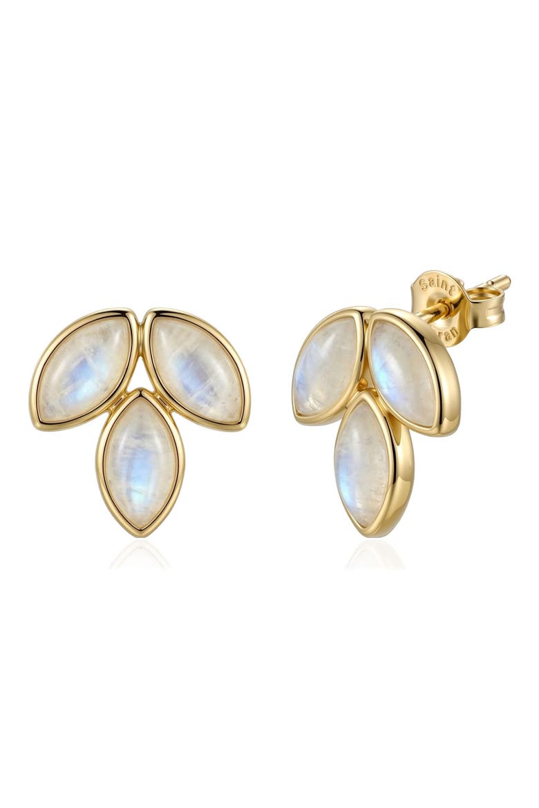 Marquise Moonstone Stud Earrings, Main, color, WHITE/ GOLD