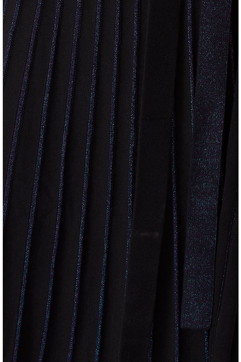 Shelley Sparkle Ribbed Long Sleeve Wrap Dress, Alternate, color, BLACK