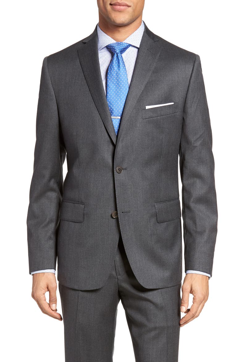Classic Fit Solid Wool Suit, Alternate, color, CHARCOAL