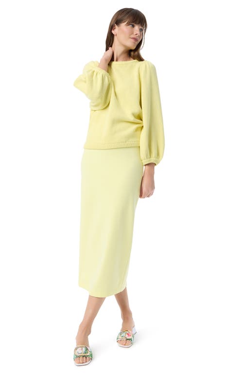 Do By Dee Ocleppo Augusta Balloon Sleeve Cotton Sweater In Yellow Pear